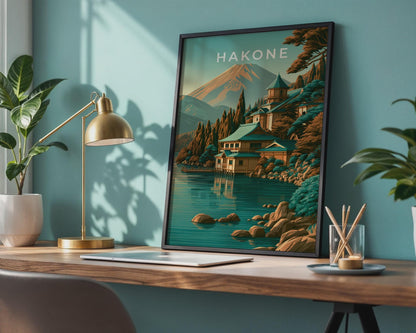 Hakone Japan Print, Lake Ashi Mount Fuji Poster, Vintage Japanese Wall Art - Travel Wall Art