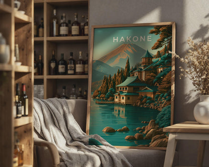 Hakone Japan Print, Lake Ashi Mount Fuji Poster, Vintage Japanese Wall Art - Travel Wall Art