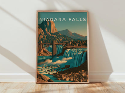 Niagara Falls Print, Vintage Style Waterfall Poster - Travel Wall Art