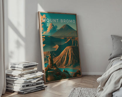Mount Bromo Volcano Poster, Indonesia Wall Art, Retro Landscape Print - Travel Wall Art