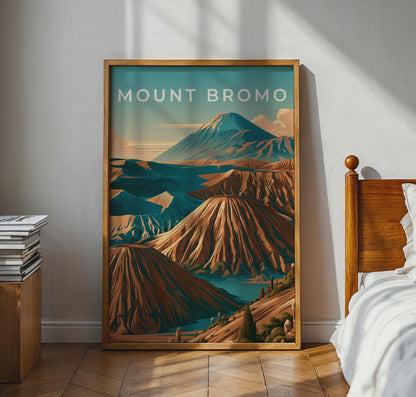 Mount Bromo Print, Indonesia Volcano Poster, Retro Java Wall Art - Travel Wall Art