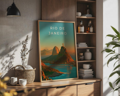 Rio de Janeiro Print, Brazil Wall Art, Christ the Redeemer Sunset Poster - Travel Wall Art