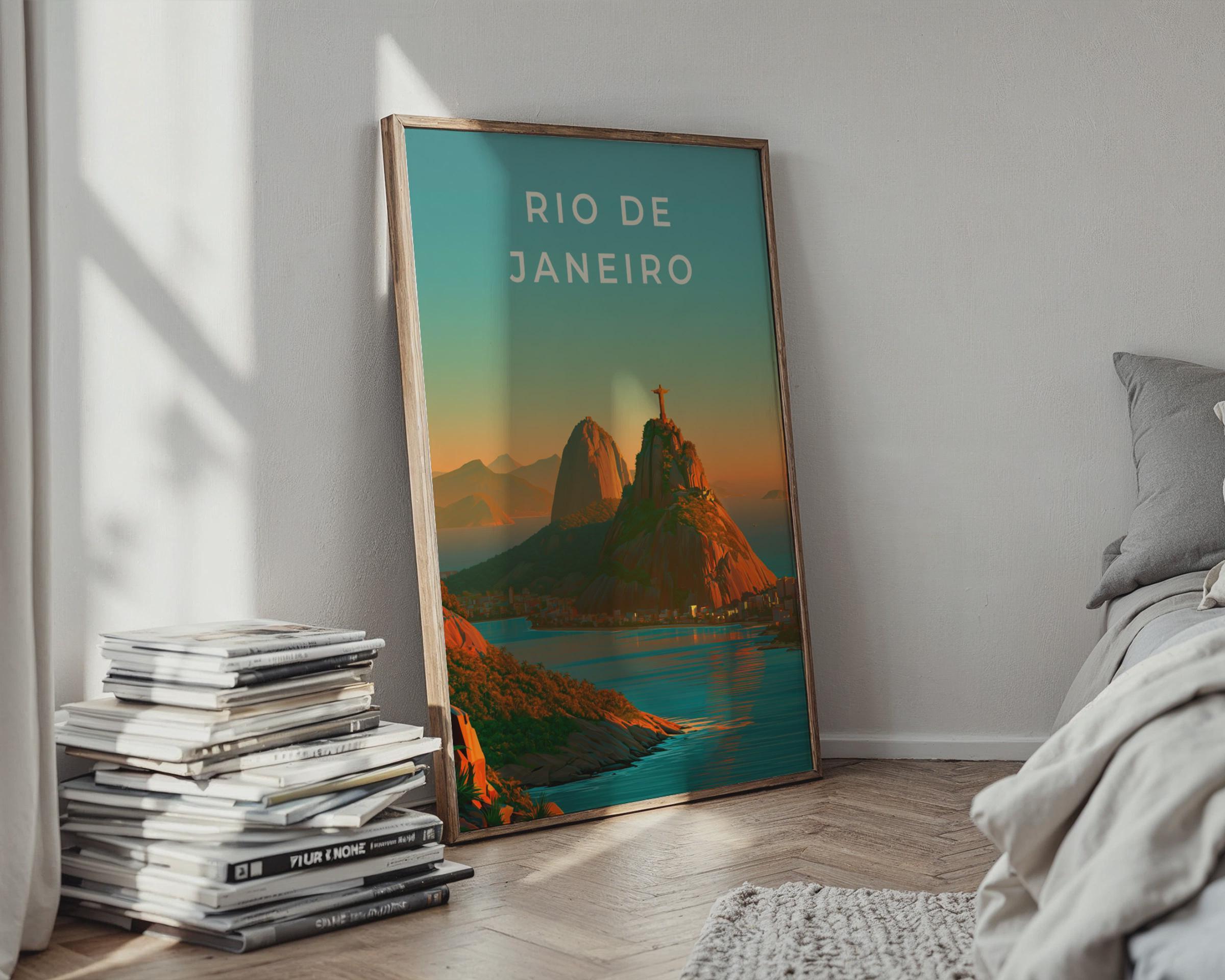 Rio de Janeiro Print, Brazil Wall Art, Christ the Redeemer Sunset Poster - Travel Wall Art