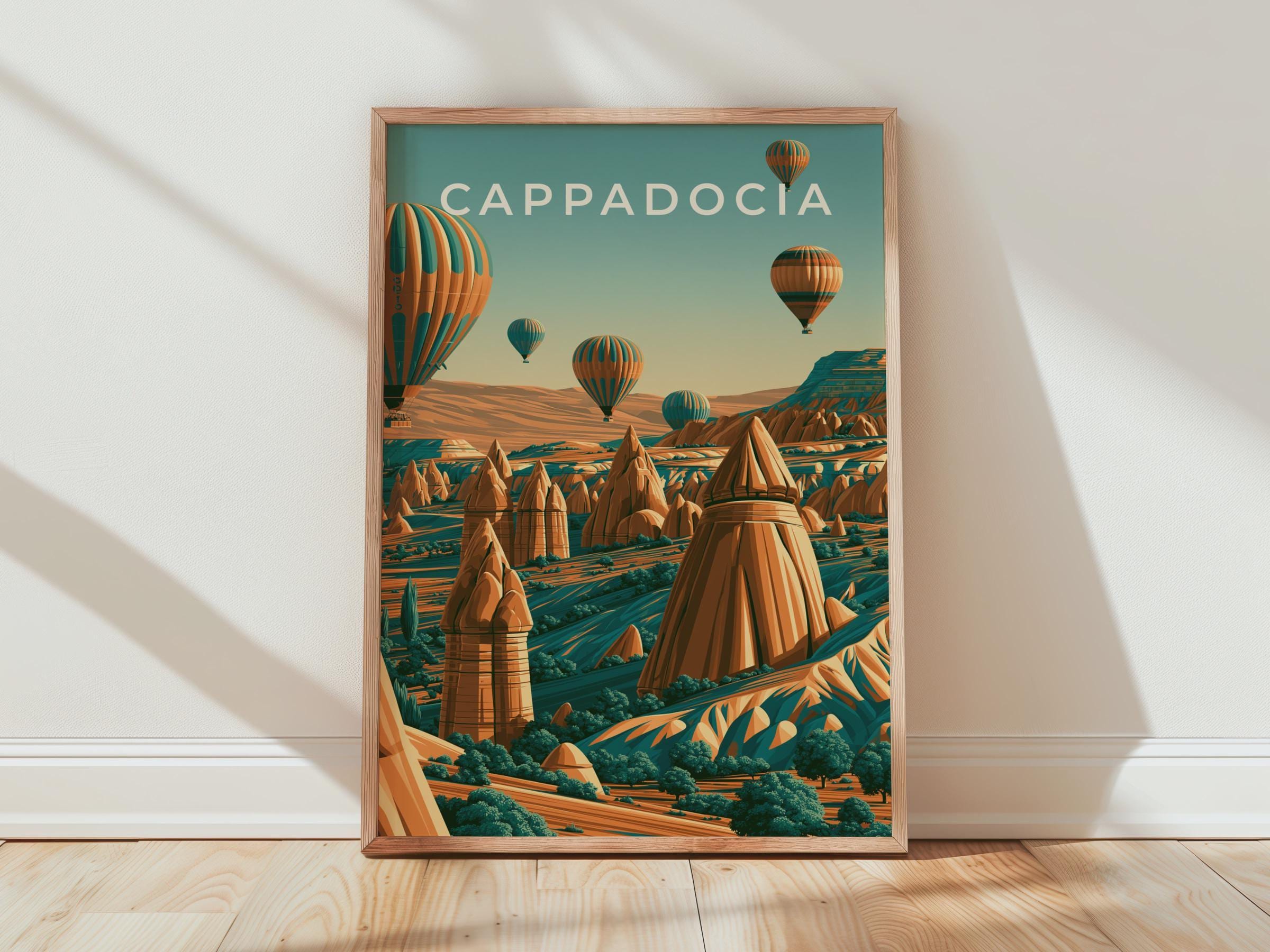 Cappadocia Print, Hot Air Balloon Wall Art, Turkey Landscape Poster - Travel Wall Art