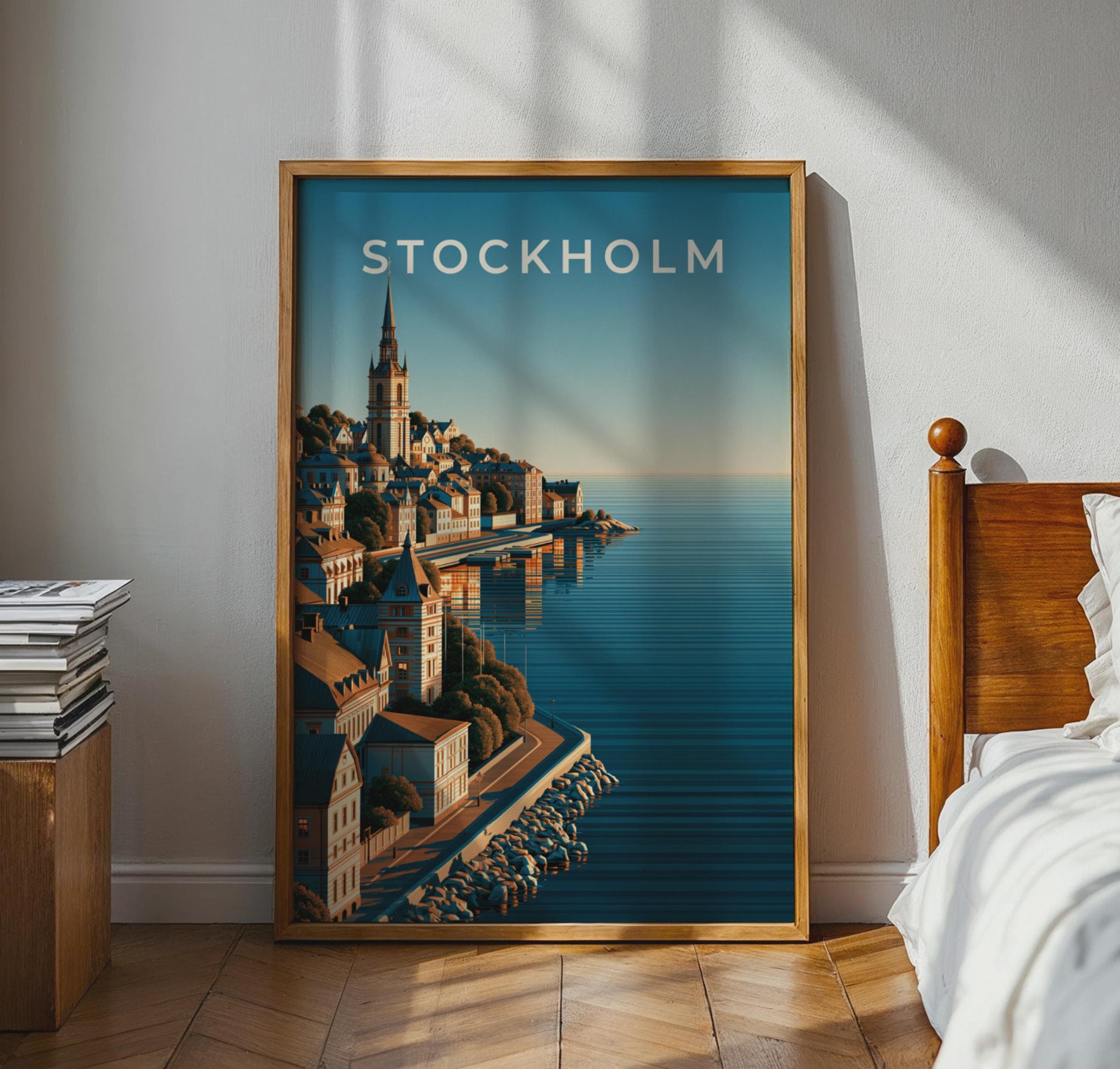 Stockholm Print, Sweden City Poster, Scandinavian Wall Art, Blue Waterfront - Travel Wall Art