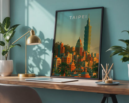 Taipei Skyline Print, Taipei 101 Tower, Taiwan City Wall Art Poster - Travel Wall Art