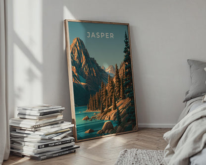 Jasper National Park Print, Canada Mountain Wall Art, Vintage Style Landscape Poster - Travel Wall Art
