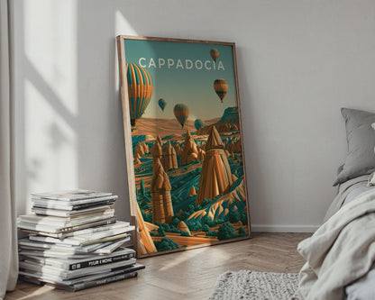 Cappadocia Print, Hot Air Balloon Wall Art, Turkey Landscape Poster - Travel Wall Art