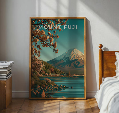 Mount Fuji Print, Japan Wall Art, Cherry Blossom Poster - Travel Wall Art