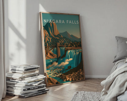 Niagara Falls Print, Vintage Style Waterfall Poster - Travel Wall Art