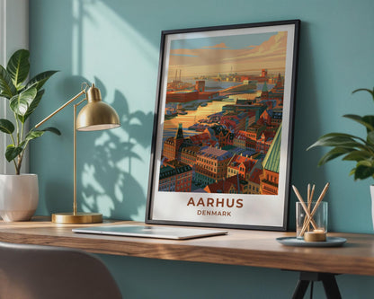 Aarhus Denmark Travel Poster