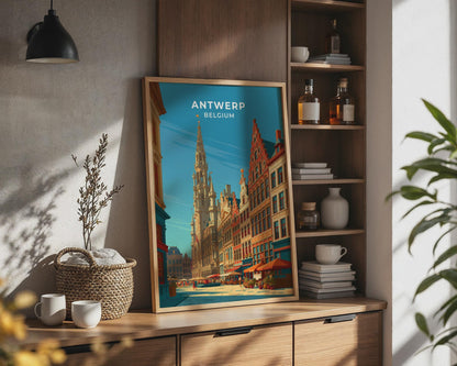 Antwerp Belgium Travel Poster