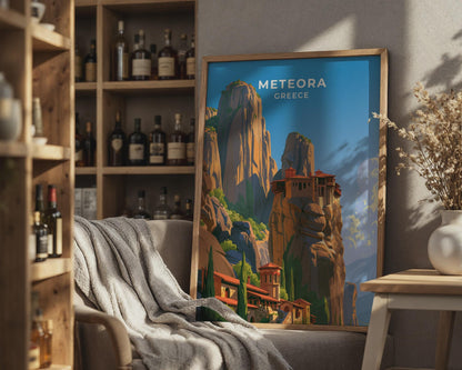 Meteora Greece Travel Poster