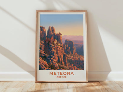 Meteora Greece Travel Poster