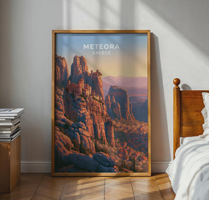 Meteora Greece Travel Poster