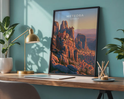 Meteora Greece Travel Poster