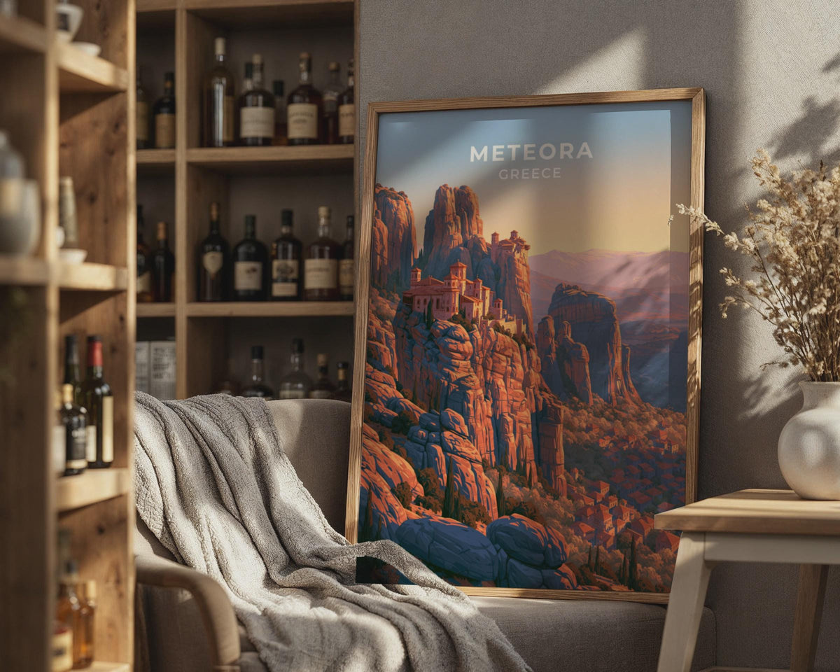 Meteora Greece Travel Poster