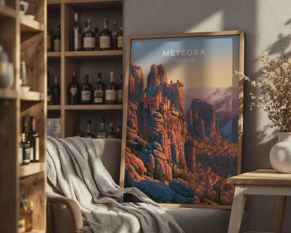 Meteora Greece Travel Poster