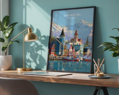 Akureyri Iceland Travel Poster