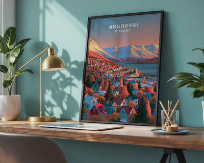 Akureyri Iceland Travel Poster