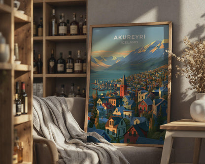 Akureyri Iceland Travel Poster