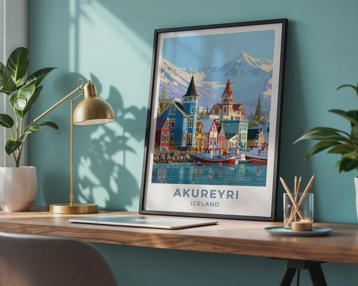 Akureyri Iceland Travel Poster