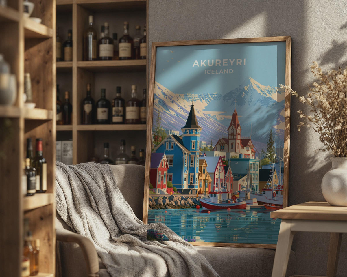 Akureyri Iceland Travel Poster