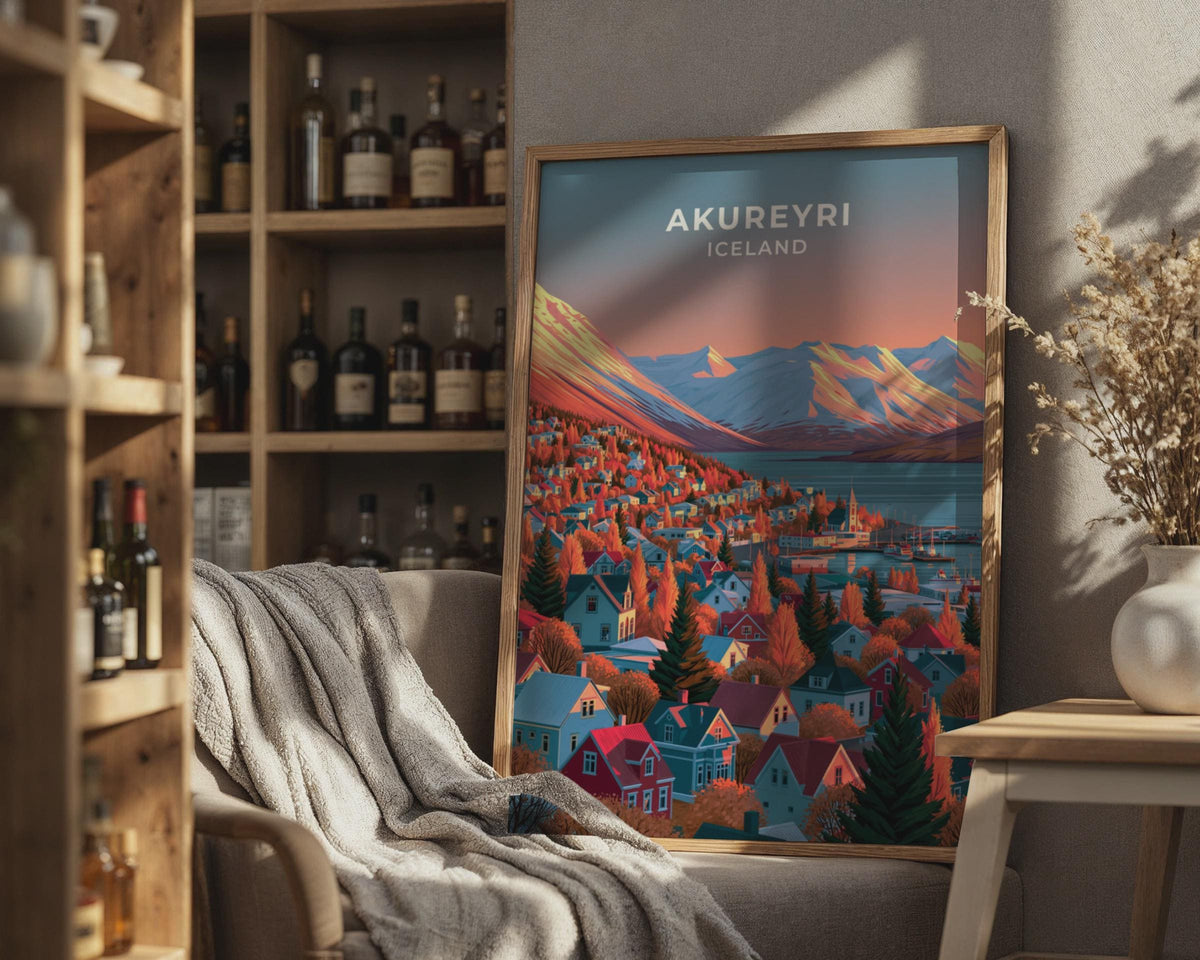 Akureyri Iceland Travel Poster