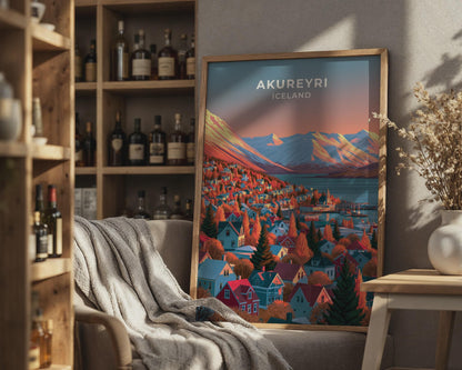 Akureyri Iceland Travel Poster