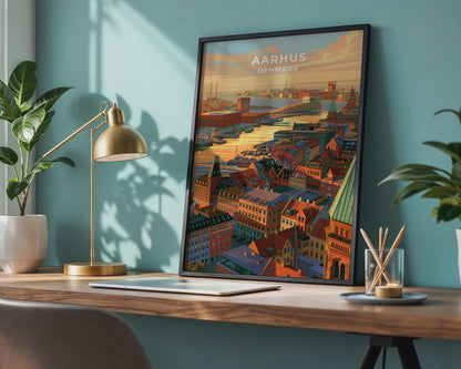 Aarhus Denmark Travel Poster