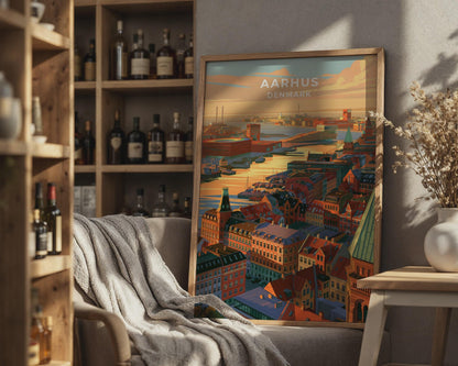 Aarhus Denmark Travel Poster