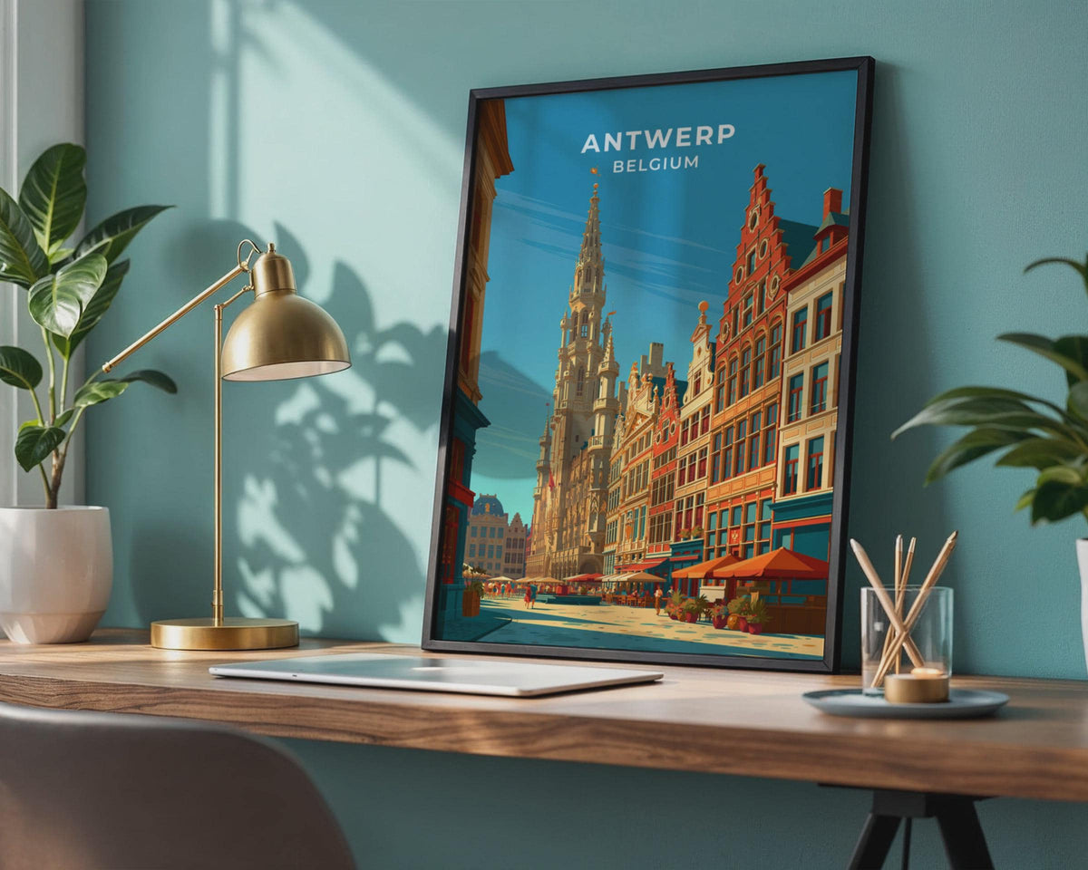 Antwerp Belgium Travel Poster