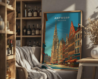 Antwerp Belgium Travel Poster