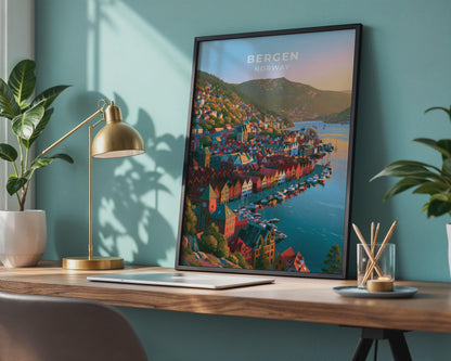 Bergen Norway Travel Poster