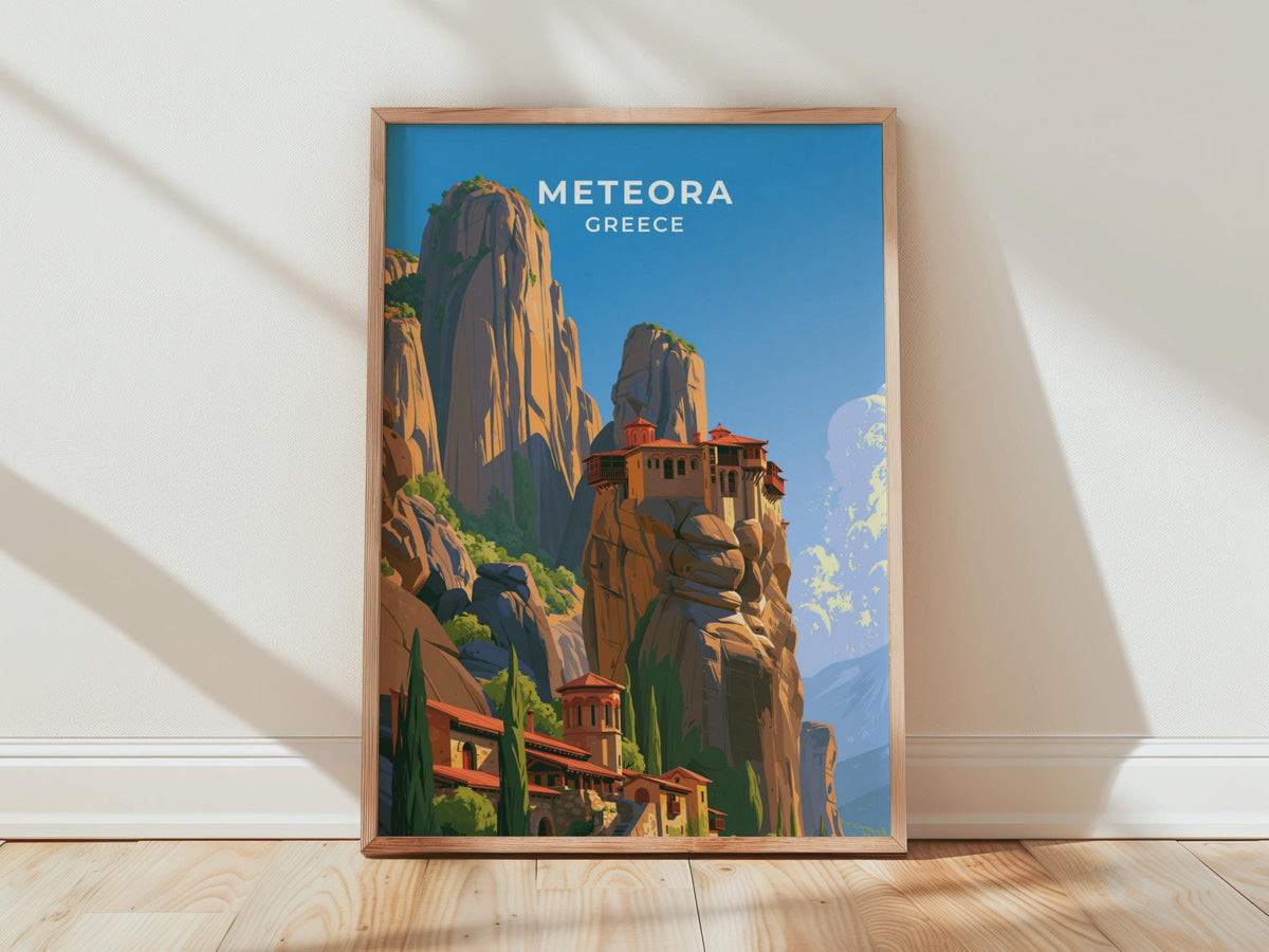 Meteora Greece Travel Poster