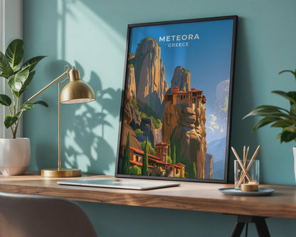 Meteora Greece Travel Poster