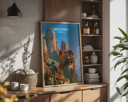 Meteora Greece Travel Poster