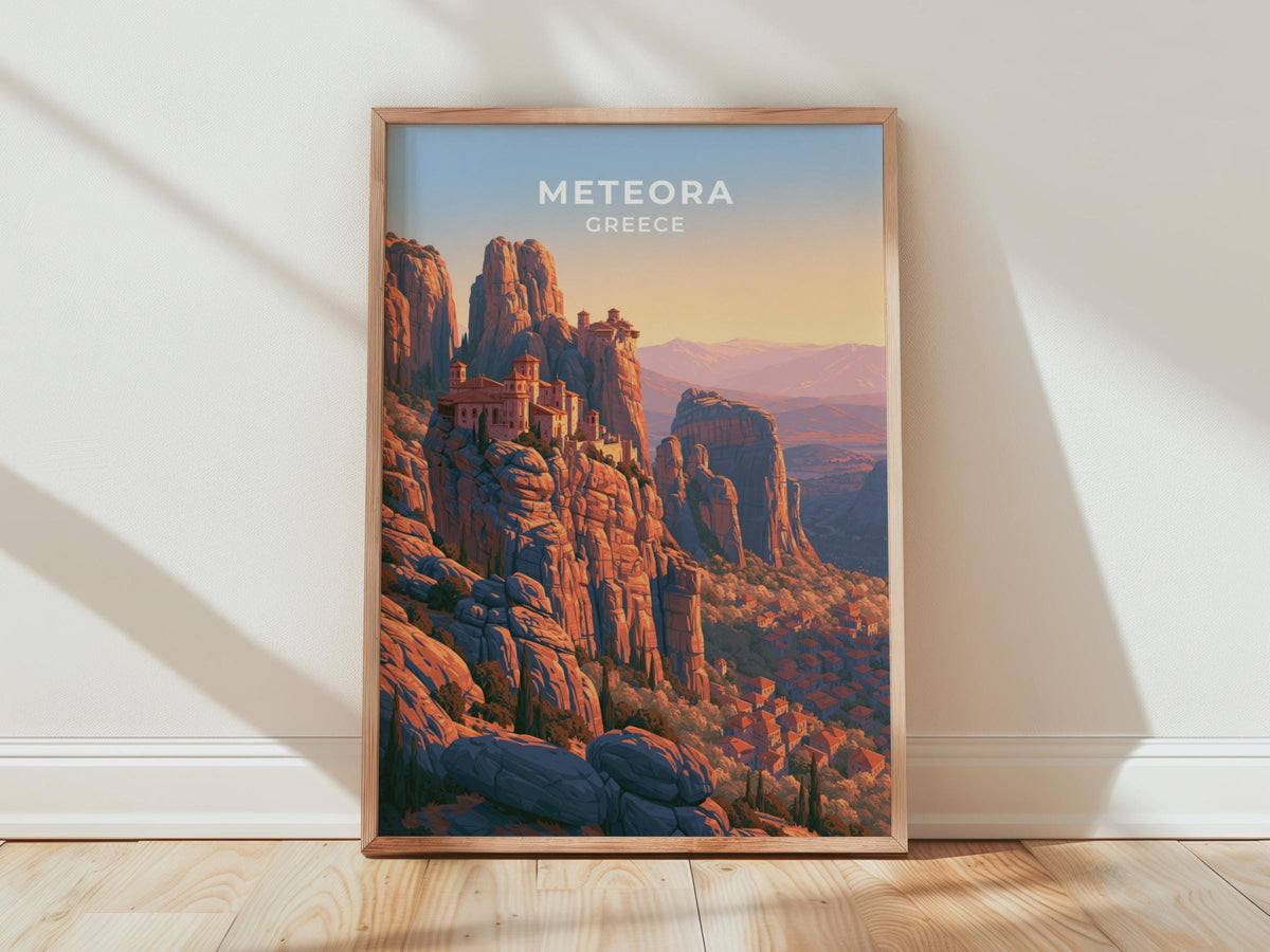 Meteora Greece Travel Poster