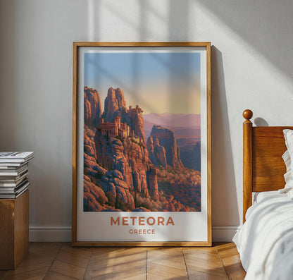 Meteora Greece Travel Poster