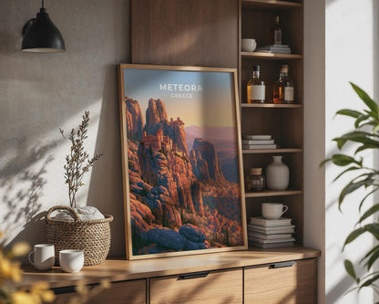 Meteora Greece Travel Poster
