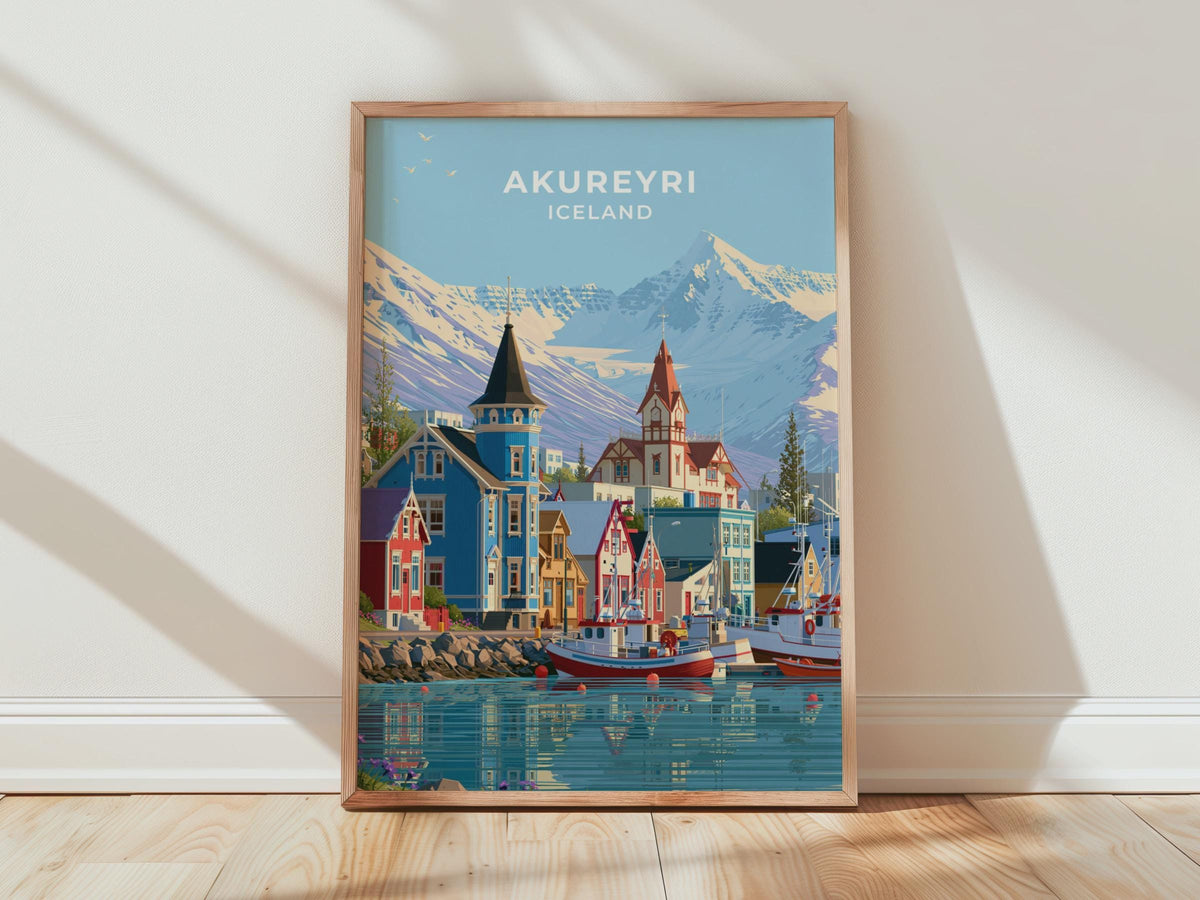 Akureyri Iceland Travel Poster