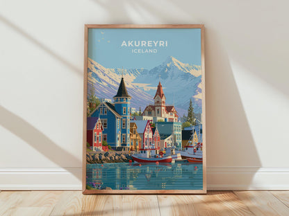 Akureyri Iceland Travel Poster