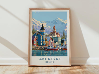 Akureyri Iceland Travel Poster