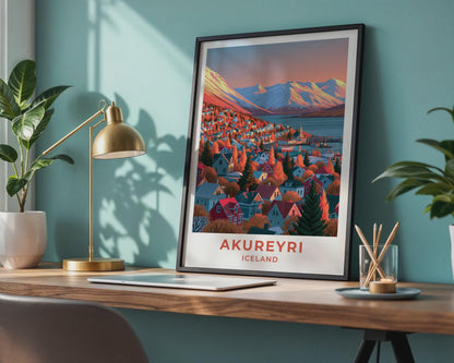 Akureyri Iceland Travel Poster