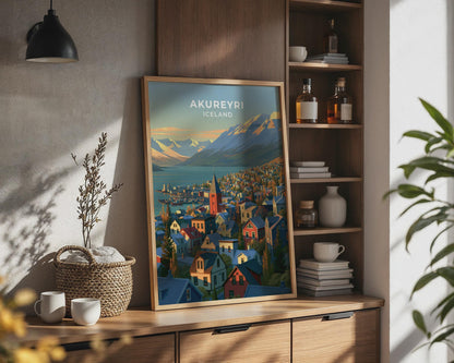 Akureyri Iceland Travel Poster
