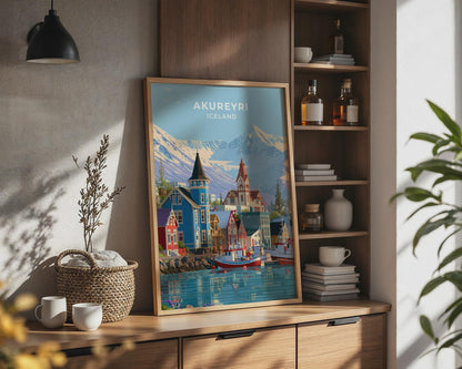 Akureyri Iceland Travel Poster