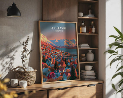 Akureyri Iceland Travel Poster