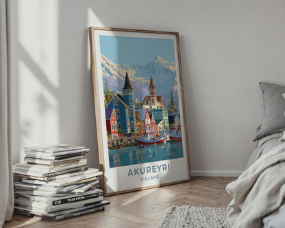 Akureyri Iceland Travel Poster