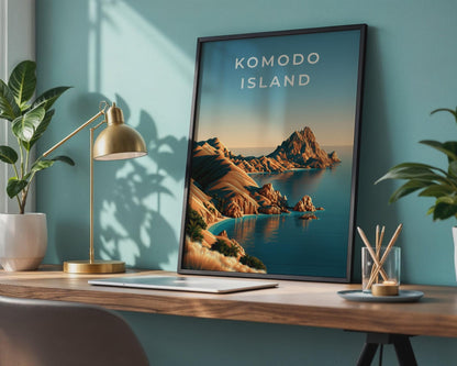 Komodo Island Print, Indonesia Wall Art, Minimalist Coastal Landscape Poster - WanderWall