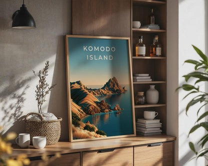 Komodo Island Print, Indonesia Wall Art, Minimalist Coastal Landscape Poster - WanderWall